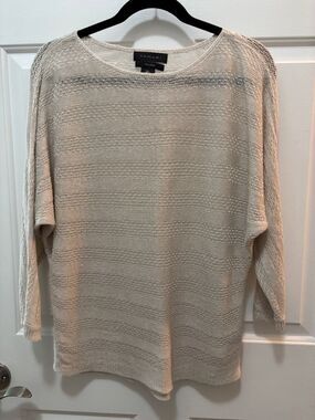 Tahari Lightweight linen Knit Pullover Sweater - Cream. EUC Small